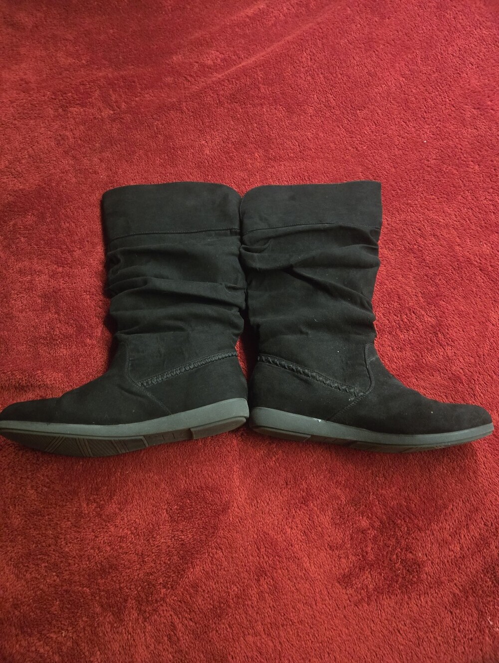 Women's Black Suede Mid-Calf Slouch Boots